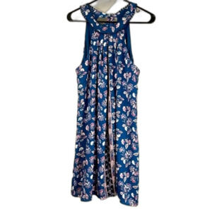 Francesca’s Blue Rain Floral Sleeveless Boho Mini Dress Size Large